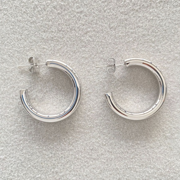 THREE PAIR for $55*Everyday Hoop*Silver Hoop Earrings*Simple Minimalist Design - Picture 4 of 6